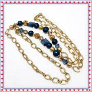 COPY - NWOT BRIGHTON CONTEMPO CHIC Gold & Blue Bead Long Necklace